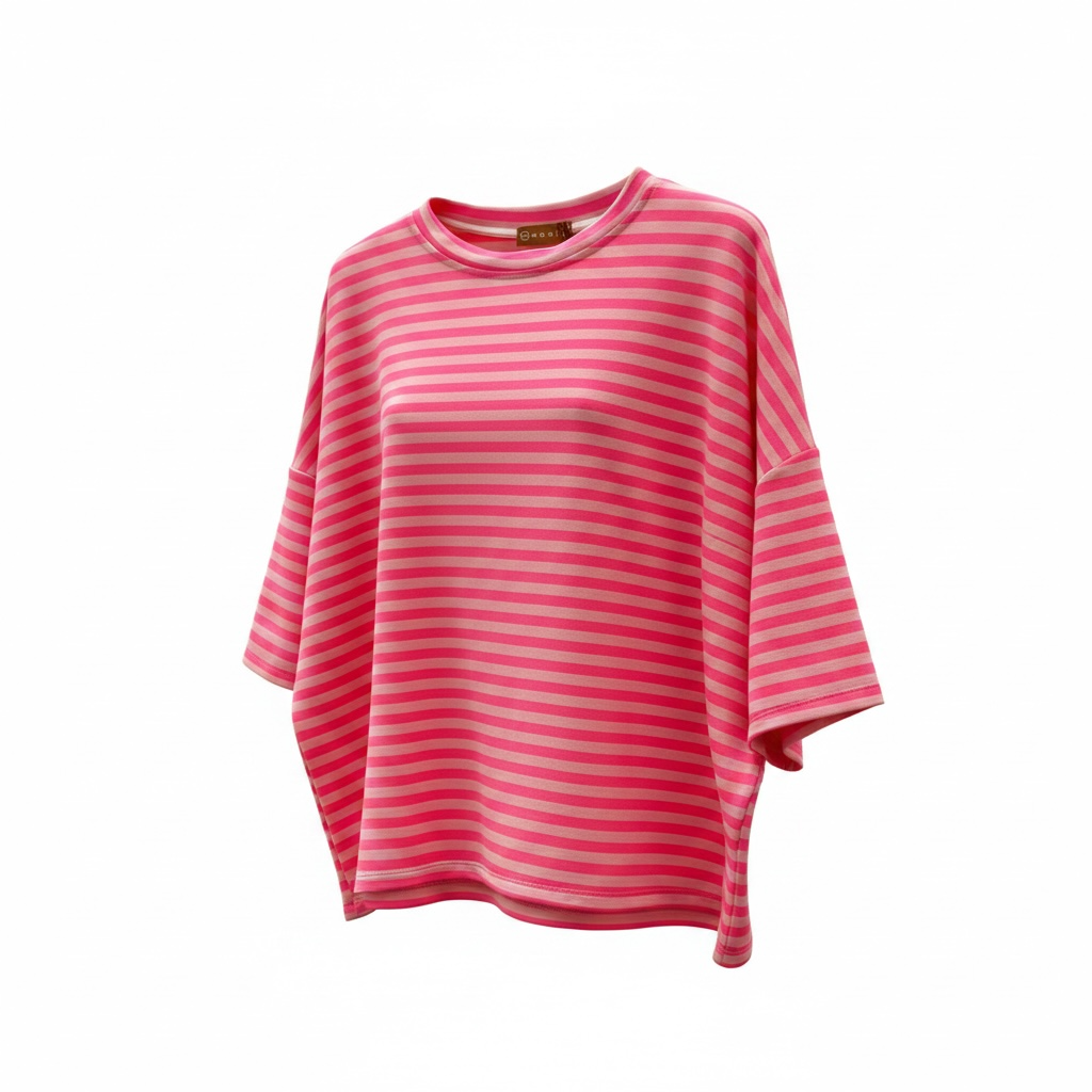 Oversized Streifen–Sweatshirt Pink/Rosa