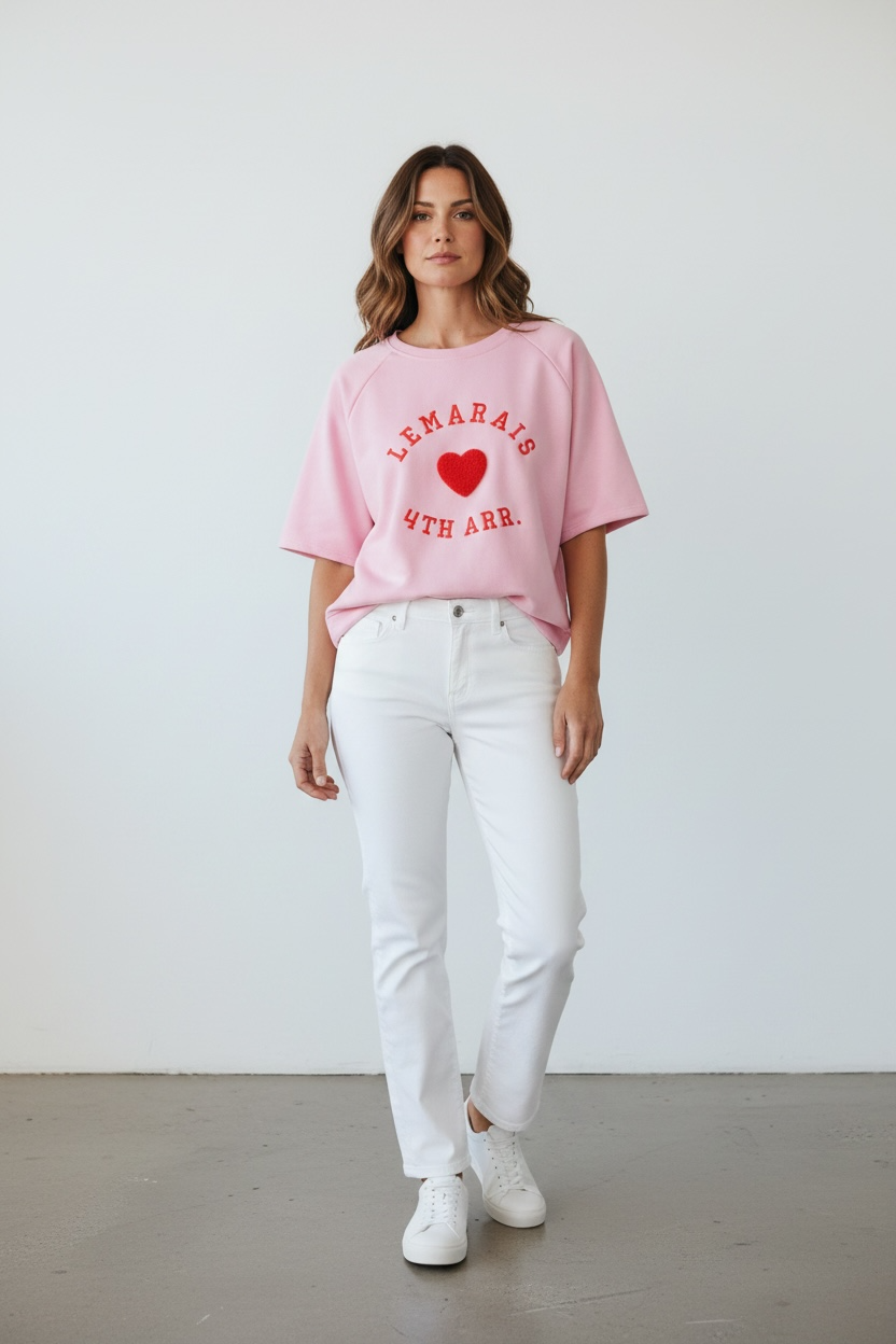„Le Marais“ Heart–Sweatshirt–Zartrosa